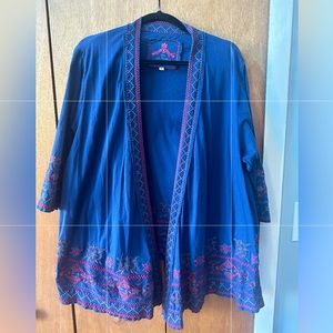 Johnny Was embroidered blue Cardigan